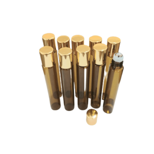 ROLLON ÂMBAR 10ML TAMPA DOURADA (10 UNIDADES)