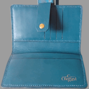 Carteira Feminina em Couro - Azul 18X11cm